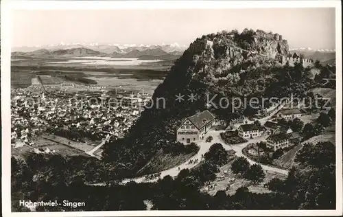 Hohentwiel Bodensee und Alpenpanorama Kat. Singen (Hohentwiel)