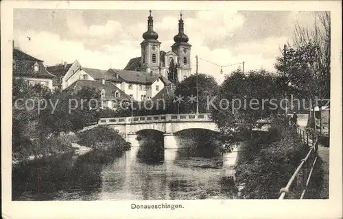 Donaueschingen Partie an der Brigach Bruecke Kirche Bahnpost Kat. Donaueschingen