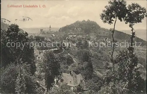 Lindenfels Odenwald Teilansicht Luftkurort mit Burg Kat. Lindenfels