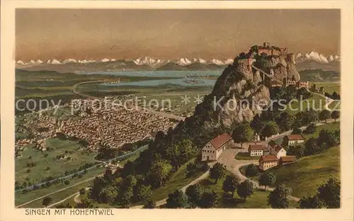 Hohentwiel Festungsruine mit Alpenpanorama Kat. Singen (Hohentwiel)