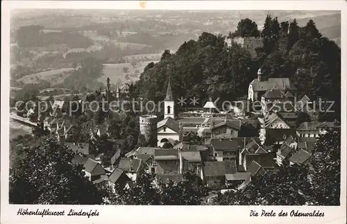 Lindenfels Odenwald Ortsansicht mit Kirche und Burg Hoehenluftkurort Perle des Odenwaldes Kat. Lindenfels