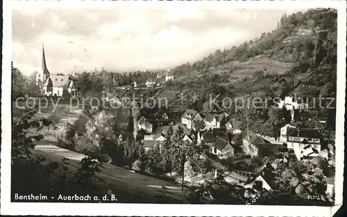 Auerbach Bergstrasse Ortsansicht mit Kirche Kat. Bensheim