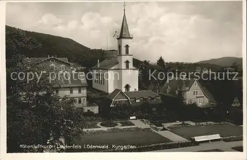 Lindenfels Odenwald Kurgarten Kirche Hoehenluftkurort Perle des Odenwaldes Kat. Lindenfels