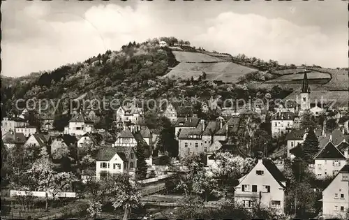 Bensheim Bergstrasse Ortsansicht mit Kirche und Kirchberg Kat. Bensheim