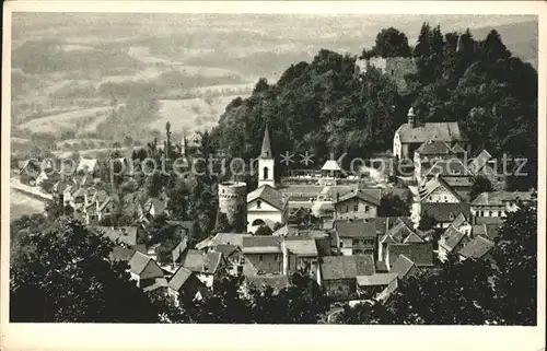 Lindenfels Odenwald Ortsansicht mit Kirche und Burg Hoehenluftkurort Perle des Odenwaldes Kat. Lindenfels