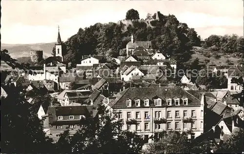 Lindenfels Odenwald Ortsansicht mit Kirche und Burg Hoehenluftkurort Perle des Odenwaldes Kat. Lindenfels