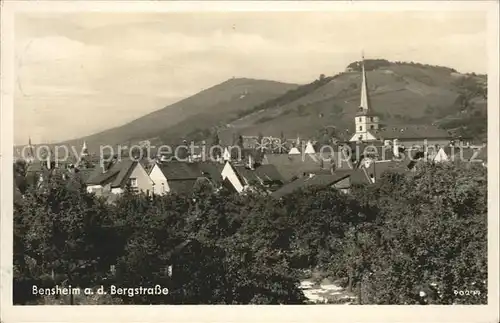 Bensheim Bergstrasse Ortsansicht mit Kirche Kat. Bensheim