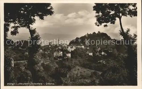 Lindenfels Odenwald Ortsansicht mit Kirche und Burg Hoehenluftkurort Perle des Odenwaldes Kat. Lindenfels