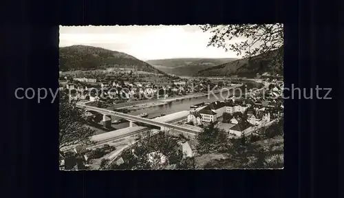 Eberbach Baden Blick zur Ottohoehe und Jugendherberge Neckar Bruecke Kat. Eberbach