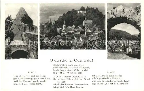 Lindenfels Odenwald Ortsansicht mit Kirche und Burg Hoehenluftkurort Lied O du schoener Odenwald Kat. Lindenfels