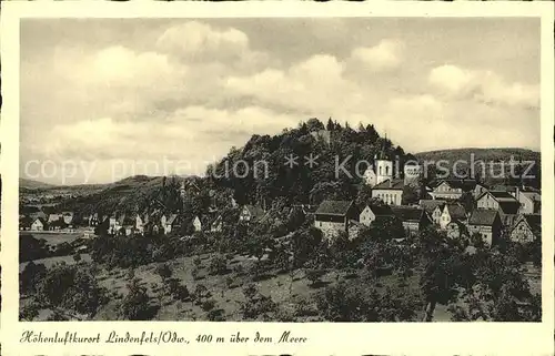 Lindenfels Odenwald Ortsansicht mit Kirche und Burg Hoehenluftkurort Perle des Odenwaldes Kat. Lindenfels