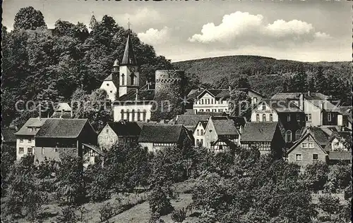 Lindenfels Odenwald Ortsansicht mit Kirche und Burg Hoehenluftkurort Perle des Odenwaldes Kat. Lindenfels