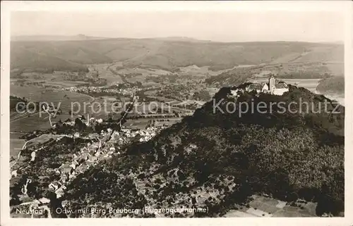 Neustadt Odenwald Panorama mit Burg Breuberg Fliegeraufnahme Kat. Breuberg