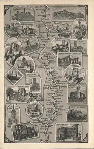 Koblenz Rhein Sehenswuerdigkeiten Burgen und Schloesser entlang der Mosel bis Trier Kat. Koblenz