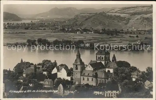 Remagen Panorama mit Siebengebirge Kirche Rhein Kat. Remagen