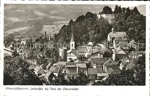 Lindenfels Odenwald Ortsansicht mit Kirche und Burg Hoehenluftkurort Perle des Odenwaldes Kat. Lindenfels