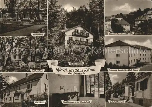 Bad Koenig Kurgarten und Kurhaeuser Sanatorium Stahlbrunnen Wandelhalle Kat. Bad Koenig