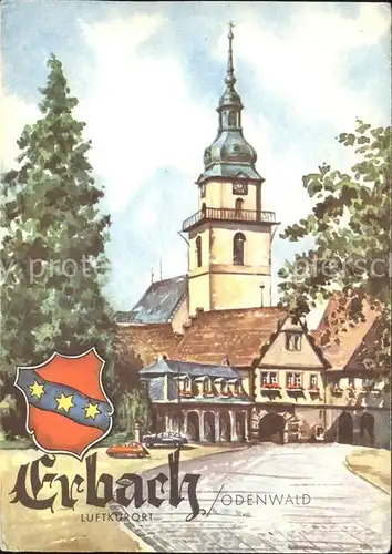 Erbach Odenwald Stadtkirche Luftkurort Wappen Kuenstlerkarte Kat. Erbach