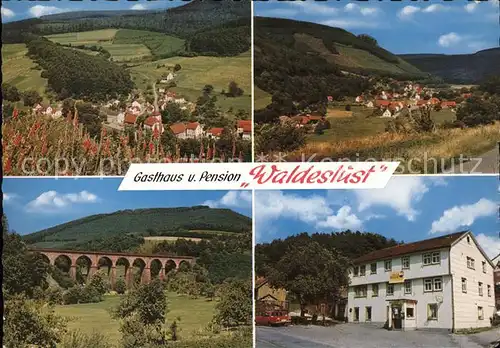 Kailbach Gasthaus Pension Waldeslust Viadukt Gesamtansicht Kat. Hesseneck