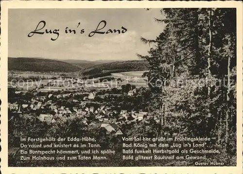 Bad Koenig Lug in s Land Gedicht Gustav Huebner Kat. Bad Koenig