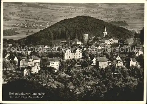 Lindenfels Odenwald Ortsansicht mit Kirche Turm Hoehenluftkurort Perle des Odenwaldes Kat. Lindenfels