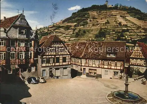 Heppenheim Bergstrasse Marktplatz Brunnen Ruine Starkenburg Kat. Heppenheim (Bergstrasse)