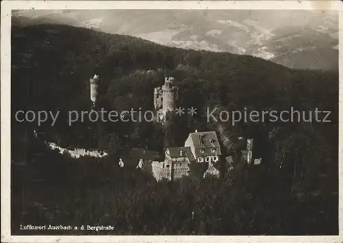 Auerbach Bergstrasse Auerbacher Schloss Fliegeraufnahme Kat. Bensheim