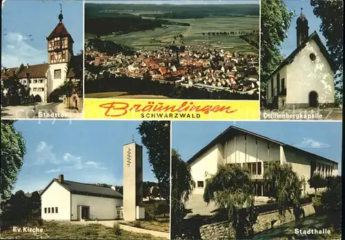 Braeunlingen Stadttor Fliegeraufnahme Ottilienbergkapelle Evangelische Kirche Stadthalle Kat. Braeunlingen