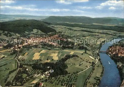 Gailingen und Diessenhofen Schweiz mit Schloss Rheinburg Fliegeraufnahme Kat. Gailingen am Hochrhein
