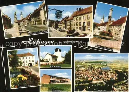 Huefingen Brunnen Rathaus Landesheim Evangelische Kirche Schule Gesamtansicht Kat. Huefingen