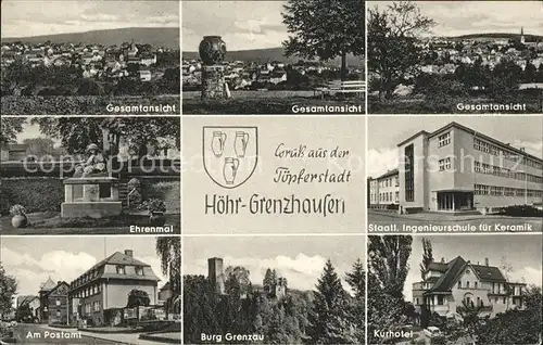 Hoehr Grenzhausen Ingenieurschule fuer Keramik Ehrenmal Postamt  Kat. Hoehr Grenzhausen