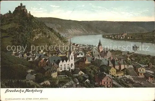 Braubach Rhein Marksburg Heliocolorkarte Ottmar Zieher / Braubach /Rhein-Lahn-Kreis LKR