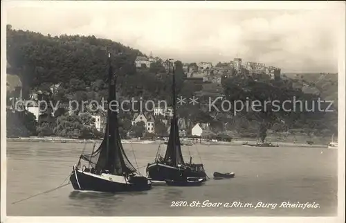 St Goar Burg Rheinfels Segelboot Kat. Sankt Goar