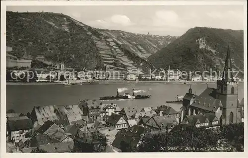 St Goar Dampfer Blick vom Schlossberg Kat. Sankt Goar