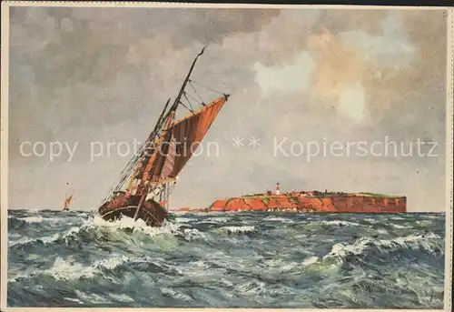 Helgoland mit Boot im Sturm / Helgoland /Pinneberg LKR
