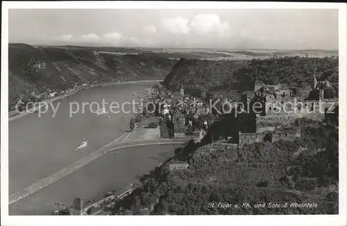 St Goar Rhein Panorama Fliegeraufnahme Schloss Rheinfels Kat. Sankt Goar