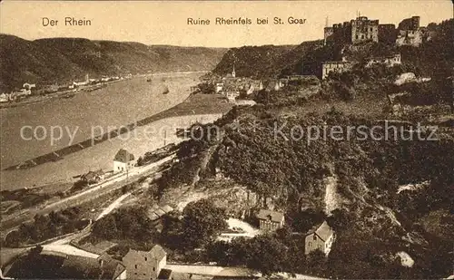 St Goar Ruine Rheinfels Rhein Panorama Kat. Sankt Goar
