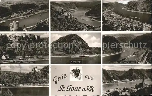 St Goar Rhein Panorama Burg Katz Loreley Burg Rheinfels Kat. Sankt Goar