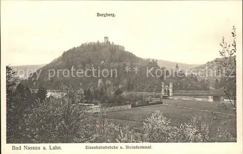 Nassau Lahn Burgberg Eisenbahnbruecke Steindenkmal / Nassau /Rhein-Lahn-Kreis LKR