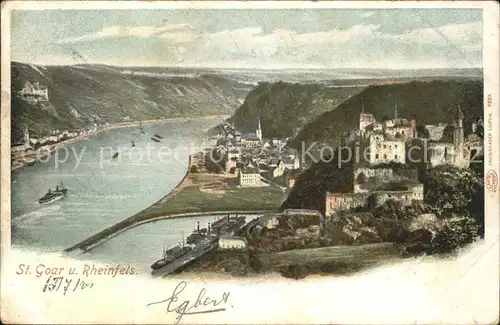 St Goar Rhein Panorama mit Ruine Rheinfels Kat. Sankt Goar