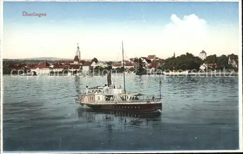 ueberlingen Bodensee Panorama vom See aus Dampfer Kat. ueberlingen