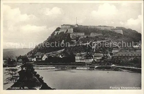 Koblenz Rhein Rhein Panorama Festung Ehrenbreitstein Kat. Koblenz