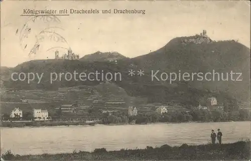 Koenigswinter mit Drachenfels und Drachenburg Kat. Koenigswinter