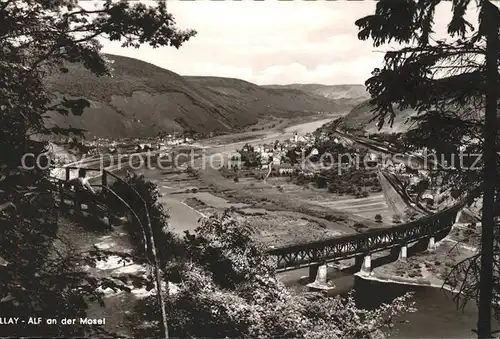 Alf Mosel Mosel Panorama mit Eisenbahnbruecke Kat. Alf