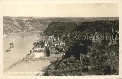 St Goar Rhein Panorama mit Ruine Rheinfels Kat. Sankt Goar