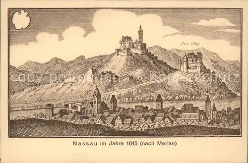 Nassau Lahn Merianstich von 1645 / Nassau /Rhein-Lahn-Kreis LKR