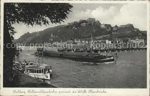 Koblenz Rhein Rhein Panorama Rheinbruecke Schiffe Kat. Koblenz