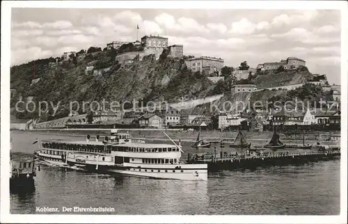 Koblenz Rhein Rhein Panorama mit Ehrenbreitstein und Rheinbruecke Kat. Koblenz