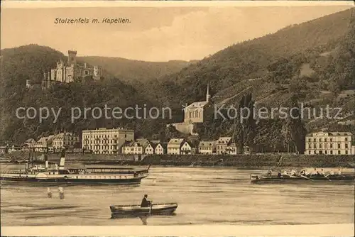 Koblenz Rhein Rhein Panorama mit Schloss Stolzenfels Schiffe Kat. Koblenz