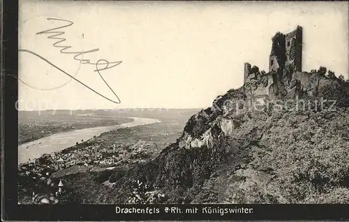 Koenigswinter Rhein Panorama mit Drachenfels Kat. Koenigswinter